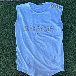 Balmain Paris Tank Top Three Gold Buttons